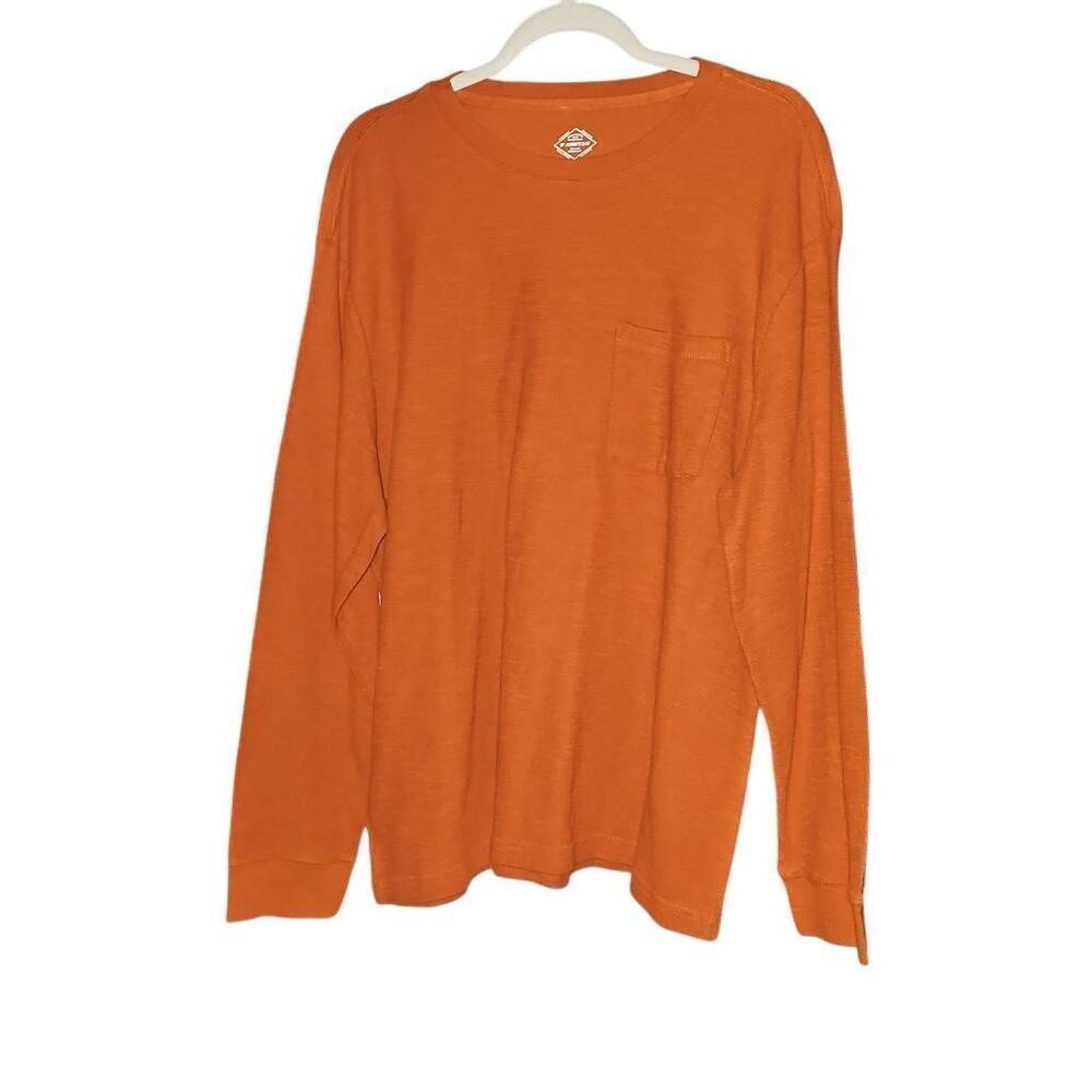 St . John's Bay Men's Cotton longsleeve Henley Shirt. Color rust orange. Size XL